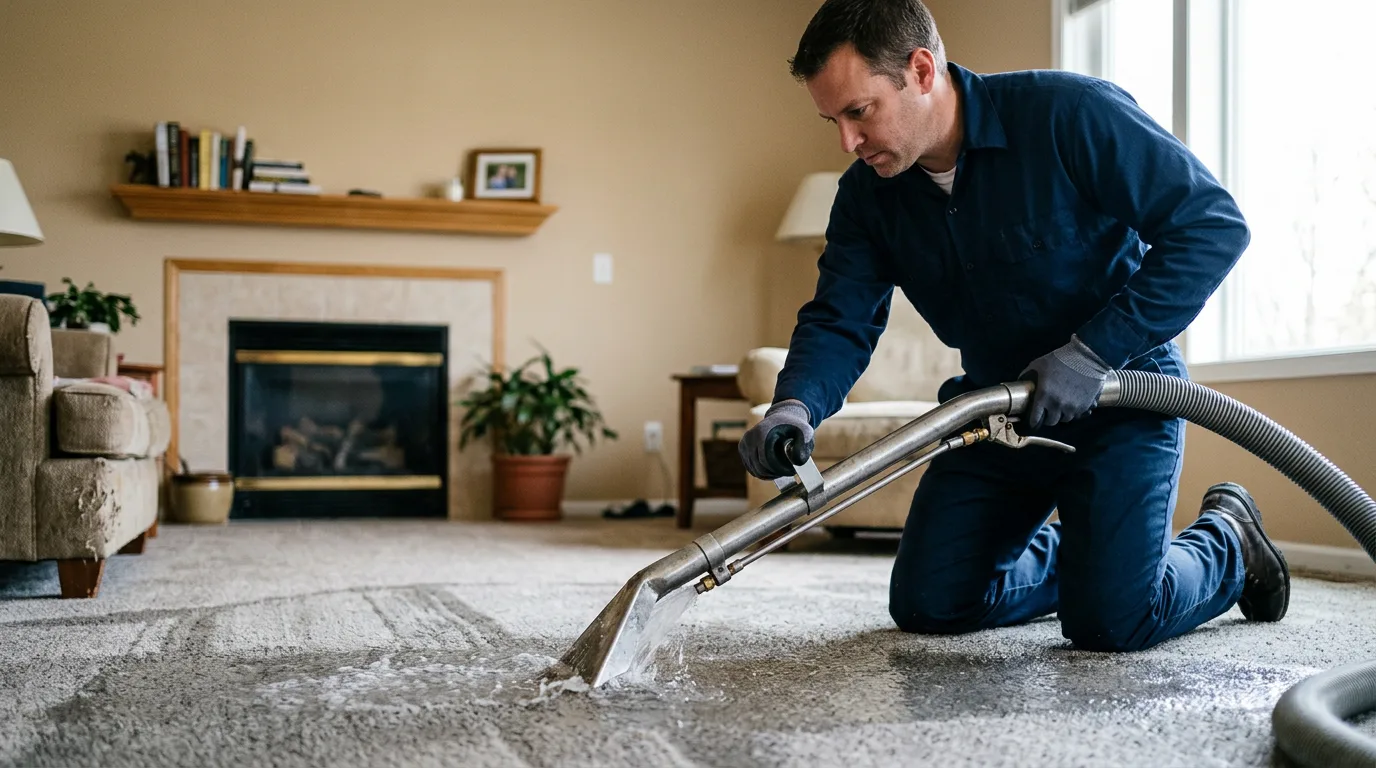 Water damage restoration technician working near Sweet Briar, VA